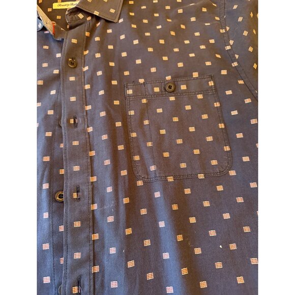 Tommy Bahama Mens Short Sleeve Dotted Blue Butto Up Casual Shirt Xl - Picture 4 of 6
